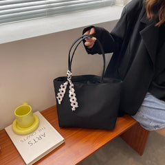 Minimalist Shoulder Bag with Scarf Decor for Work
