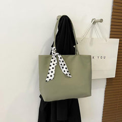 Minimalist Shoulder Bag with Scarf Decor for Work