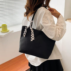 Minimalist Shoulder Bag with Scarf Decor for Work