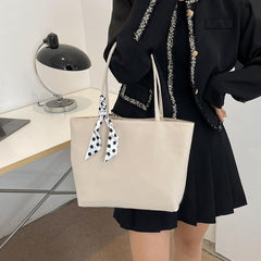 Minimalist Shoulder Bag with Scarf Decor for Work