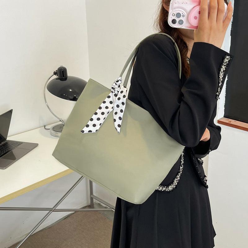 Minimalist Shoulder Bag with Scarf Decor for Work