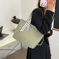 Minimalist Shoulder Bag with Scarf Decor for Work