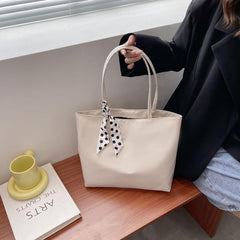 Minimalist Shoulder Bag with Scarf Decor for Work