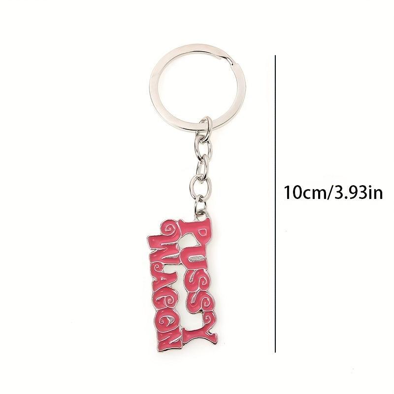 Girl Power Stainless Steel Pink Enamel Keychain
