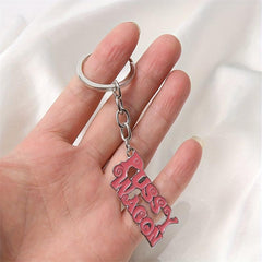 Girl Power Stainless Steel Pink Enamel Keychain