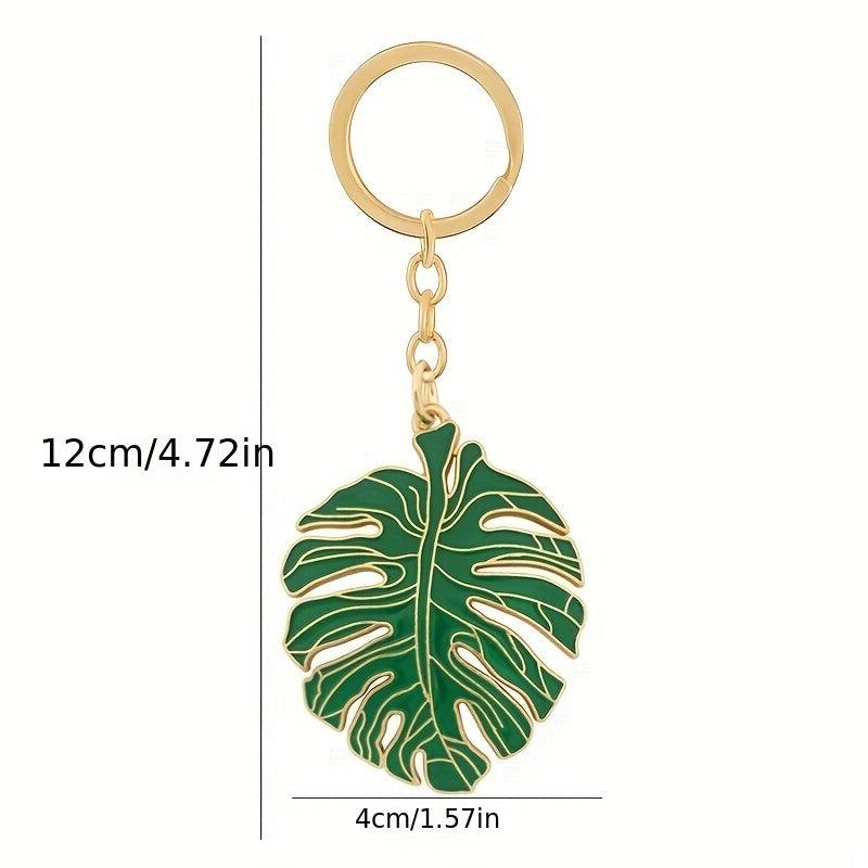 Monstera Leaf Keychain Metal Key Ring Purse Bag Car Key Accessory