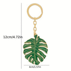 Monstera Leaf Keychain Metal Key Ring Purse Bag Car Key Accessory