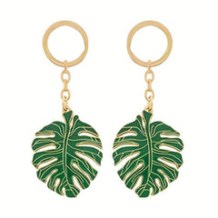 Monstera Leaf Keychain Metal Key Ring Purse Bag Car Key Accessory