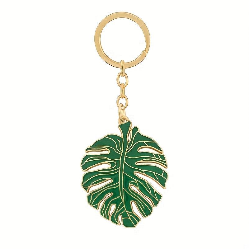 Monstera Leaf Keychain Metal Key Ring Purse Bag Car Key Accessory