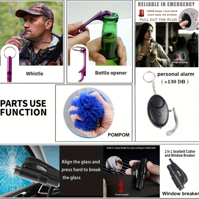 Women's Self Defence Alarm & Bottle Opener Keychain Set