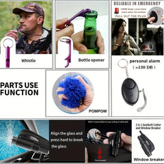Women's Self Defence Alarm & Bottle Opener Keychain Set