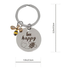 Bee Happy Keychain For Women Inspirational Jewelry For Birthday Christmas