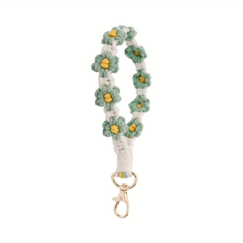 Boho Daisy Crochet Flower Bracelet Keychain Bag Charm