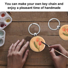 12pcs Round Wooden Key Ring Blank Key Chain For DIY Key Craft Supplies