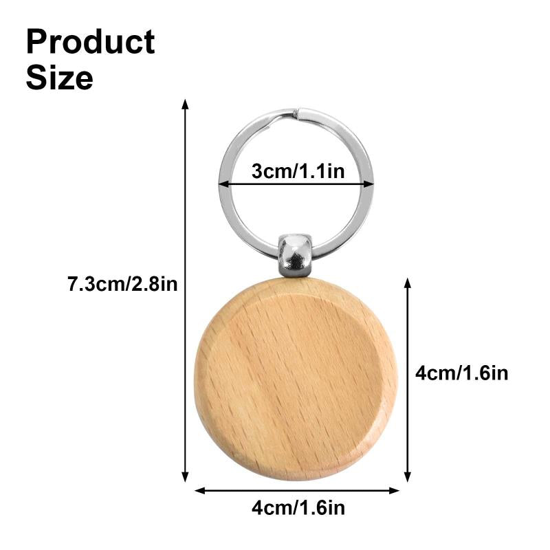 12pcs Round Wooden Key Ring Blank Key Chain For DIY Key Craft Supplies