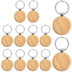 12pcs Round Wooden Key Ring Blank Key Chain For DIY Key Craft Supplies