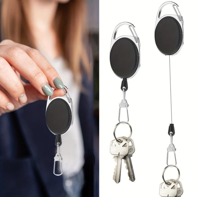 Retractable Key Chain with Hook High Resilient Anti-lose Stretch Key Ring Holder