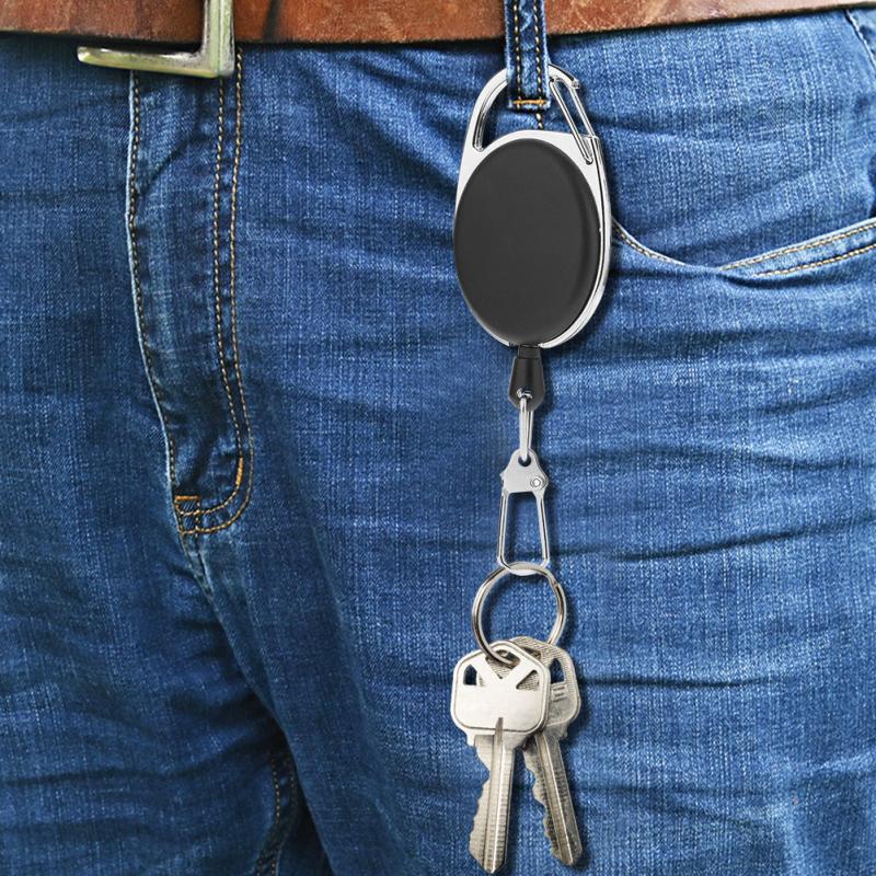 Retractable Key Chain with Hook High Resilient Anti-lose Stretch Key Ring Holder