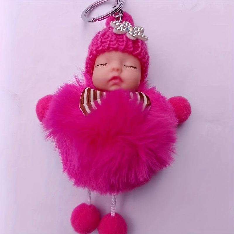 Pom Pom Baby Keychain Plush Key Ring Purse Bag Charm Gift