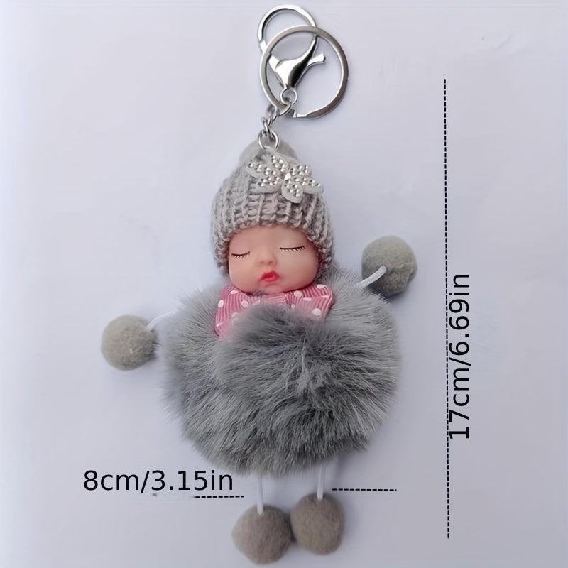 Pom Pom Baby Keychain Plush Key Ring Purse Bag Charm Gift