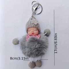 Pom Pom Baby Keychain Plush Key Ring Purse Bag Charm Gift