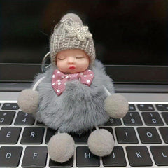 Pom Pom Baby Keychain Plush Key Ring Purse Bag Charm Gift
