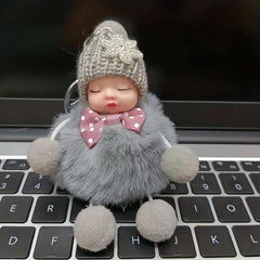 Pom Pom Baby Keychain Plush Key Ring Purse Bag Charm Gift
