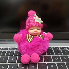 Pom Pom Baby Keychain Plush Key Ring Purse Bag Charm Gift