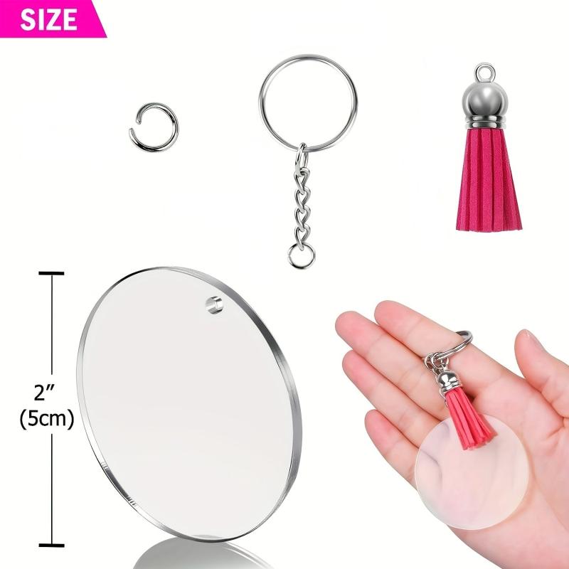 200pcs Sublimation Acrylic Keychain Blanks Key Rings Keychain Tassel DIY