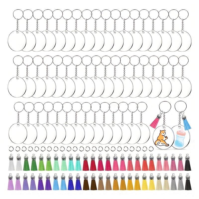 200pcs Sublimation Acrylic Keychain Blanks Key Rings Keychain Tassel DIY