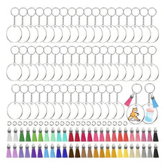 200pcs Sublimation Acrylic Keychain Blanks Key Rings Keychain Tassel DIY