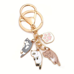 Cartoon Cat Keychain Animal Key Ring Purse Bag Backpack Charm Cat Mom Gift