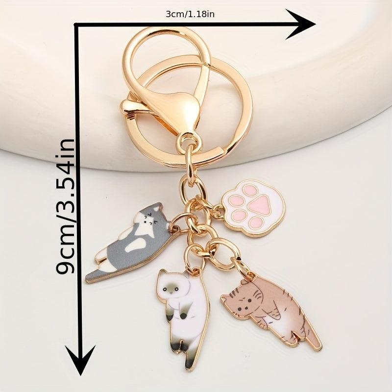 Cartoon Cat Keychain Animal Key Ring Purse Bag Backpack Charm Cat Mom Gift