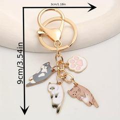 Cartoon Cat Keychain Animal Key Ring Purse Bag Backpack Charm Cat Mom Gift