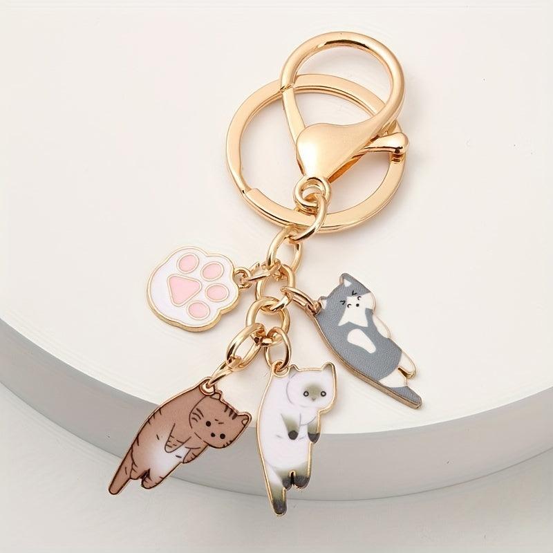Cartoon Cat Keychain Animal Key Ring Purse Bag Backpack Charm Cat Mom Gift