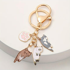 Cartoon Cat Keychain Animal Key Ring Purse Bag Backpack Charm Cat Mom Gift