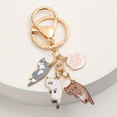 Cartoon Cat Keychain Animal Key Ring Purse Bag Backpack Charm Cat Mom Gift
