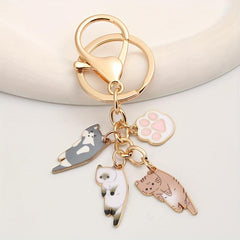 Cartoon Cat Keychain Animal Key Ring Purse Bag Backpack Charm Cat Mom Gift