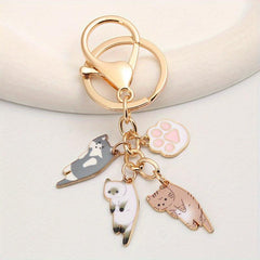 Cartoon Cat Keychain Animal Key Ring Purse Bag Backpack Charm Cat Mom Gift