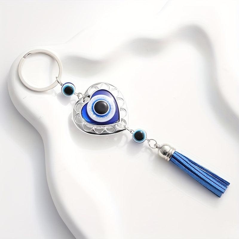 Heart Evil Eye Keychain Lucky Fortune Key Ring Purse Bag Backpack Car Key Charm