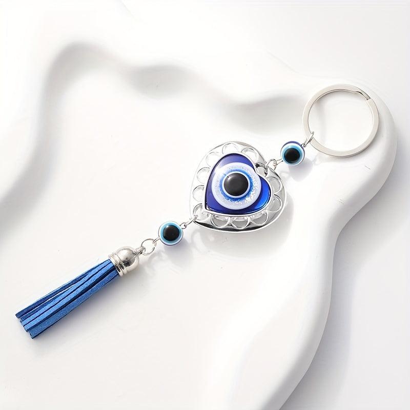 Heart Evil Eye Keychain Lucky Fortune Key Ring Purse Bag Backpack Car Key Charm