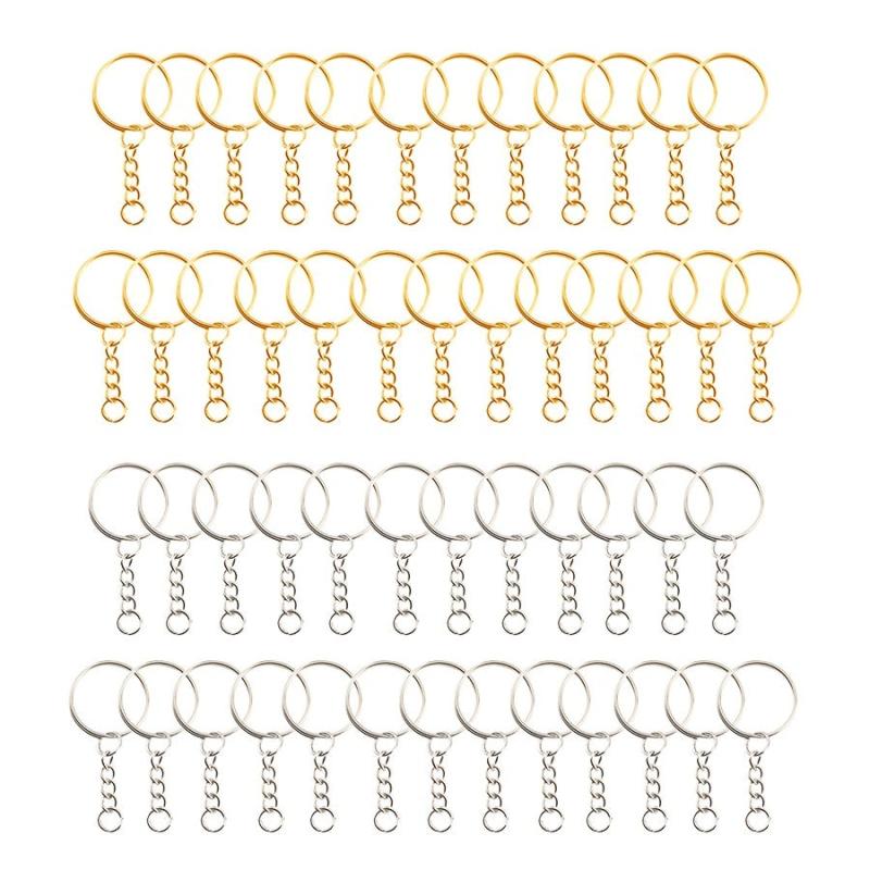 50pcs Key Ring With Chain And Open Jump Split Round Keychain Rings Bulk