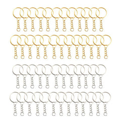 50pcs Key Ring With Chain And Open Jump Split Round Keychain Rings Bulk