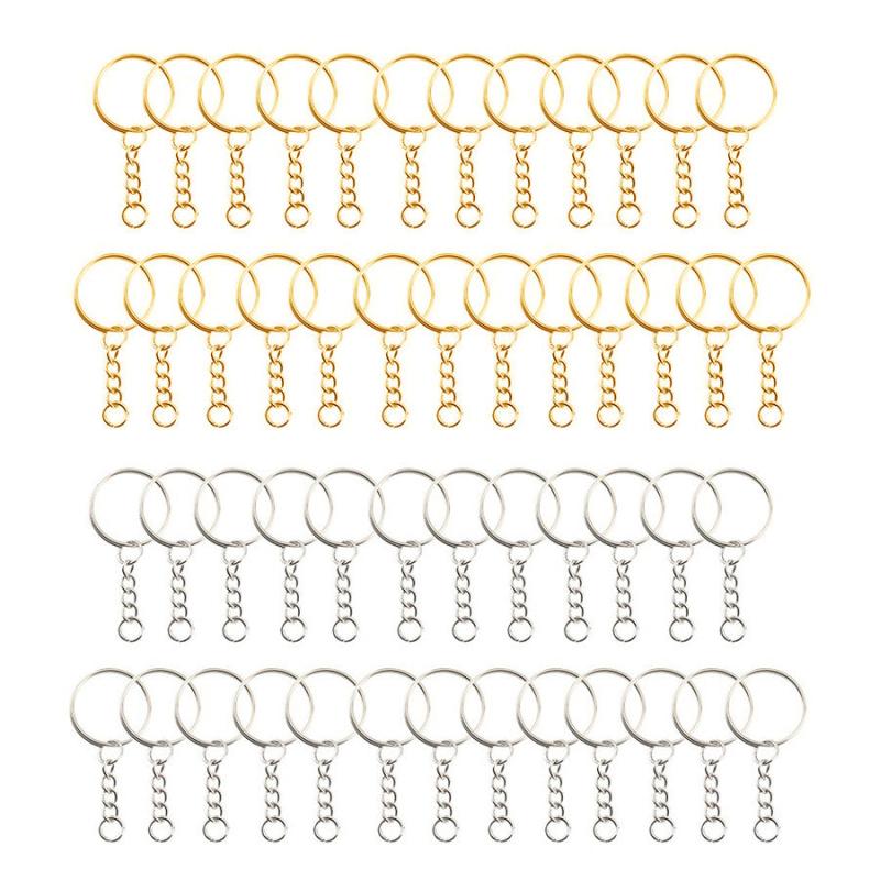 50pcs Key Ring With Chain And Open Jump Split Round Keychain Rings Bulk