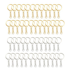 50pcs Key Ring With Chain And Open Jump Split Round Keychain Rings Bulk