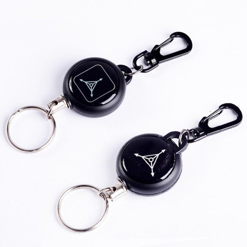 Steel Wire Retractable Keyring with Skull Pendant
