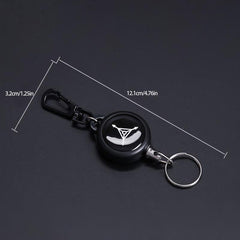 Steel Wire Retractable Keyring with Skull Pendant