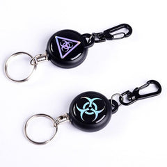 Steel Wire Retractable Keyring with Skull Pendant