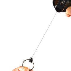 Steel Wire Retractable Keyring with Skull Pendant