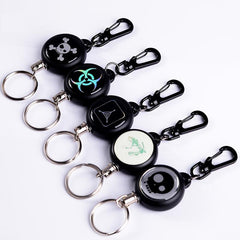 Steel Wire Retractable Keyring with Skull Pendant